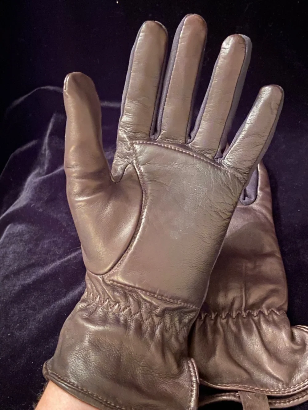 LL Bean Womens Genuine Butter Soft Leather Chocolate Brown Gloves X-Large Lined